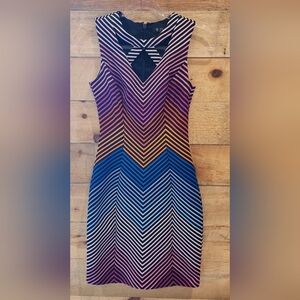 GUESS Sleeveless Chevron Gradient Bodycon Dress in Pink-Blue